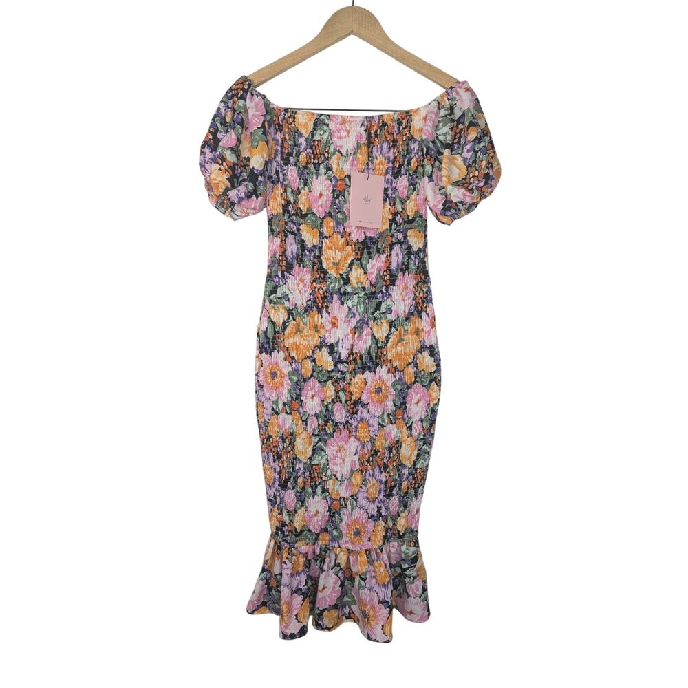 NWT Hello Molly Flora Botanica Midi Dress in Black Floral
